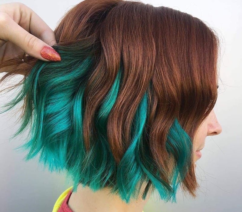 Short MultiColored Hairstyle With FaceFraming Bangs