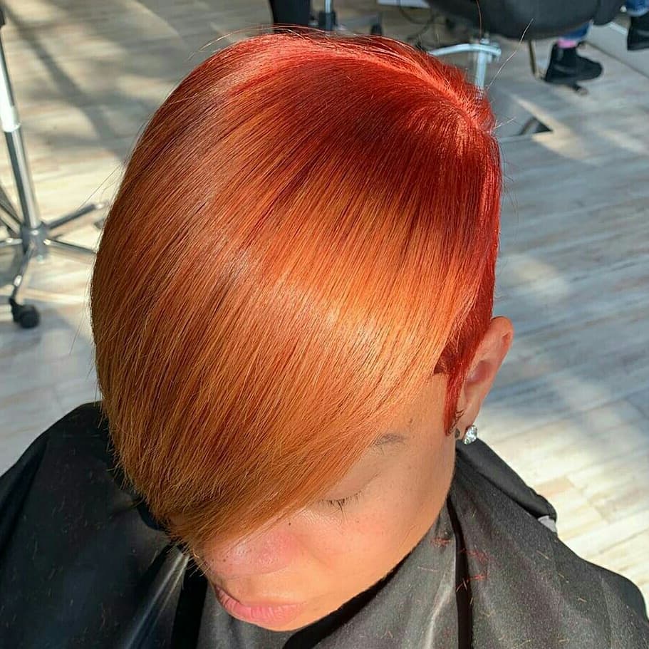 dirty blonde hair with red highlights