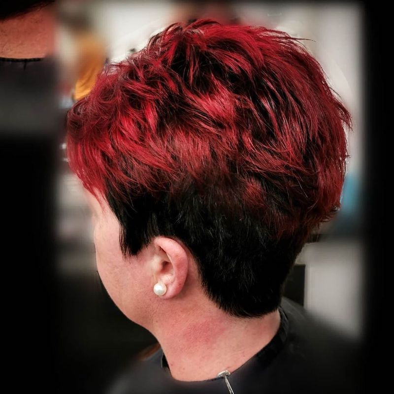 short hairstyles with red streaks