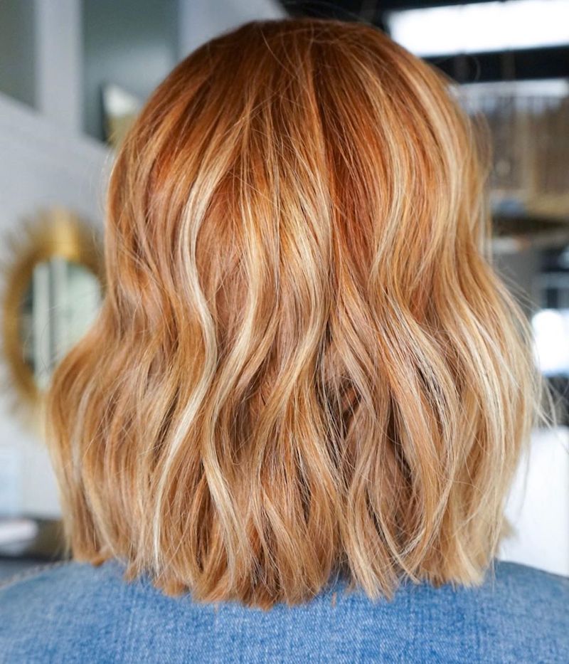 natural red hair with blonde highlights