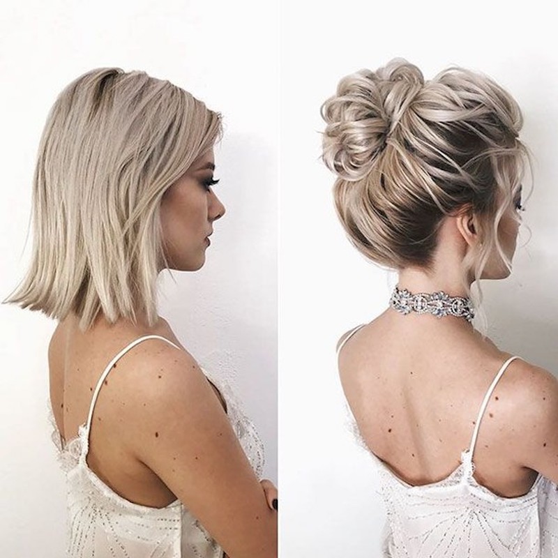 31 ways to tie back short hair from the micro bun to the mini braid  Short  hair bun Short bob hairstyles Short hairstyles for women