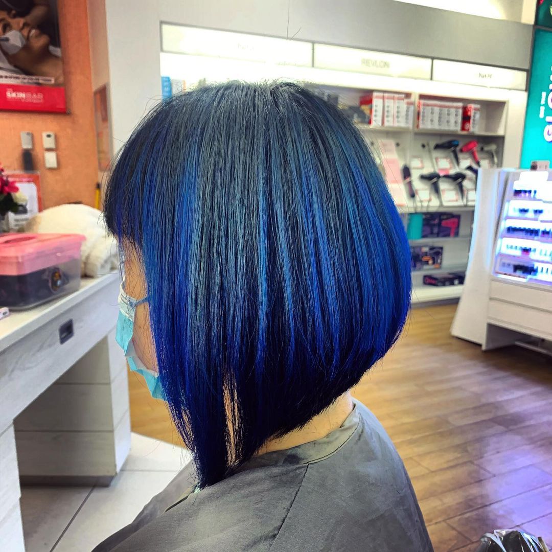 short dark blue hair